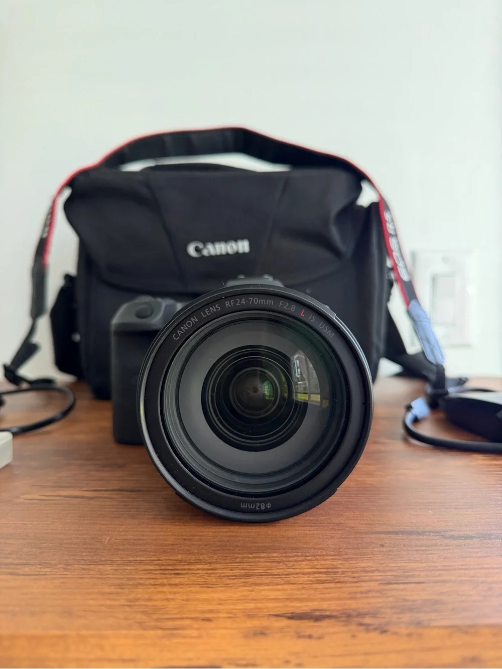 Canon EOS R5 Mirrorless Camera Kit in Black with Red-Trim Strap